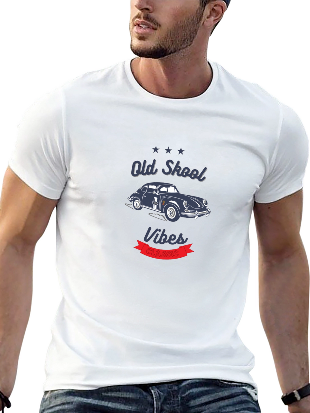 Old Skool Vibes Classic Car Graphic T-Shirt