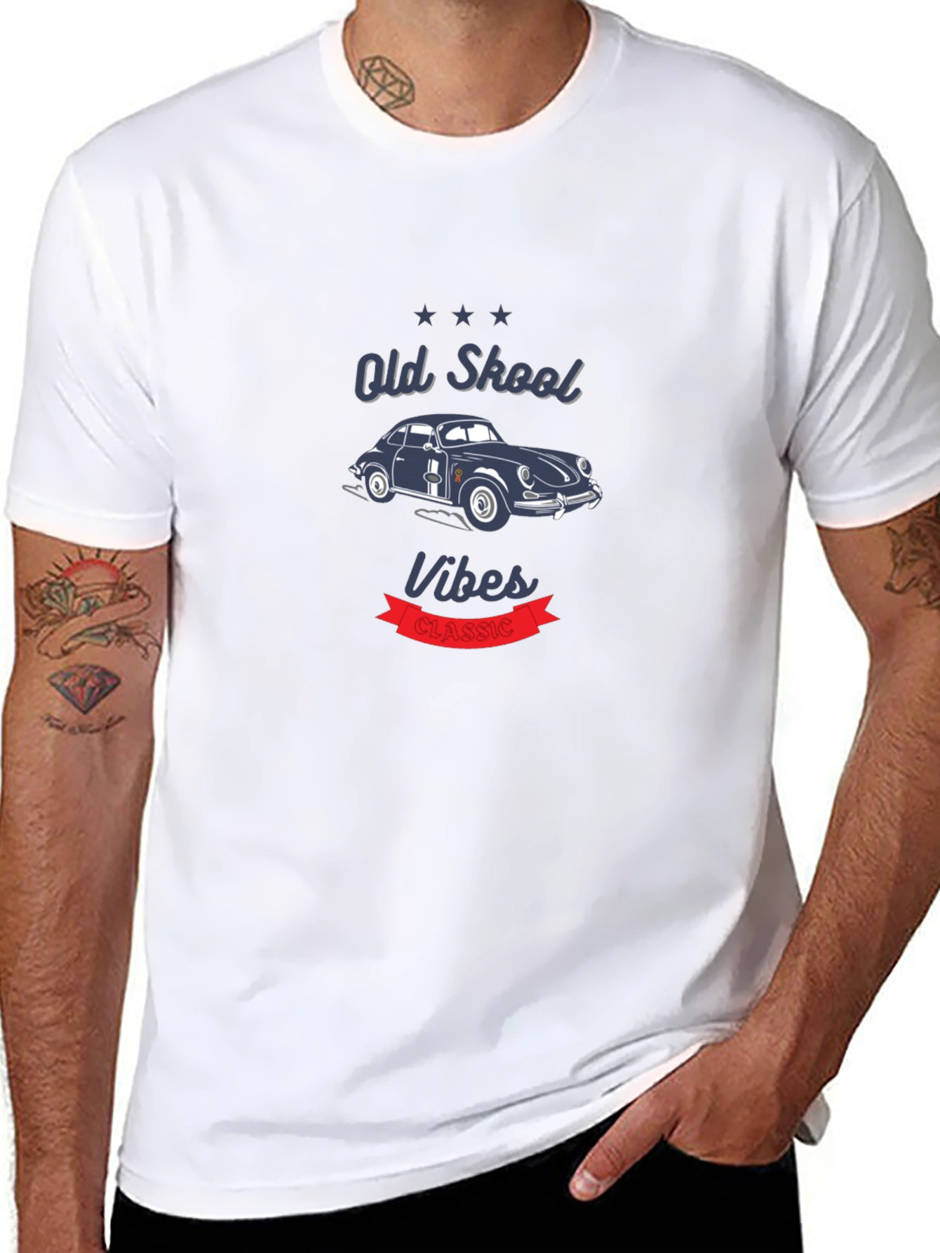 Old Skool Vibes Classic Car Graphic T-Shirt