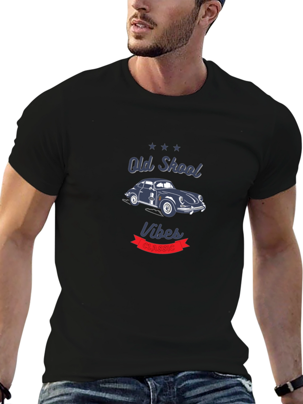 Old Skool Vibes Classic Car Graphic T-Shirt