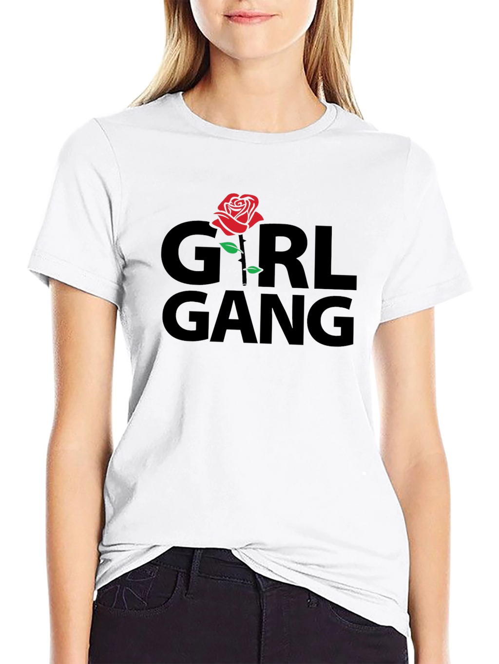 Girl Gang Rose Graphic T-Shirt - Black