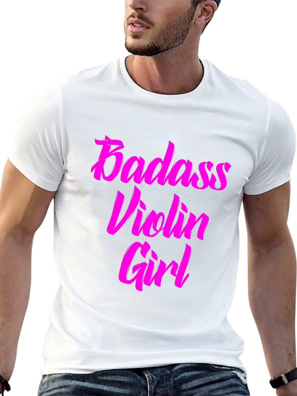 Badass Violin Girl Graphic Tee - Black Cotton T-Shirt