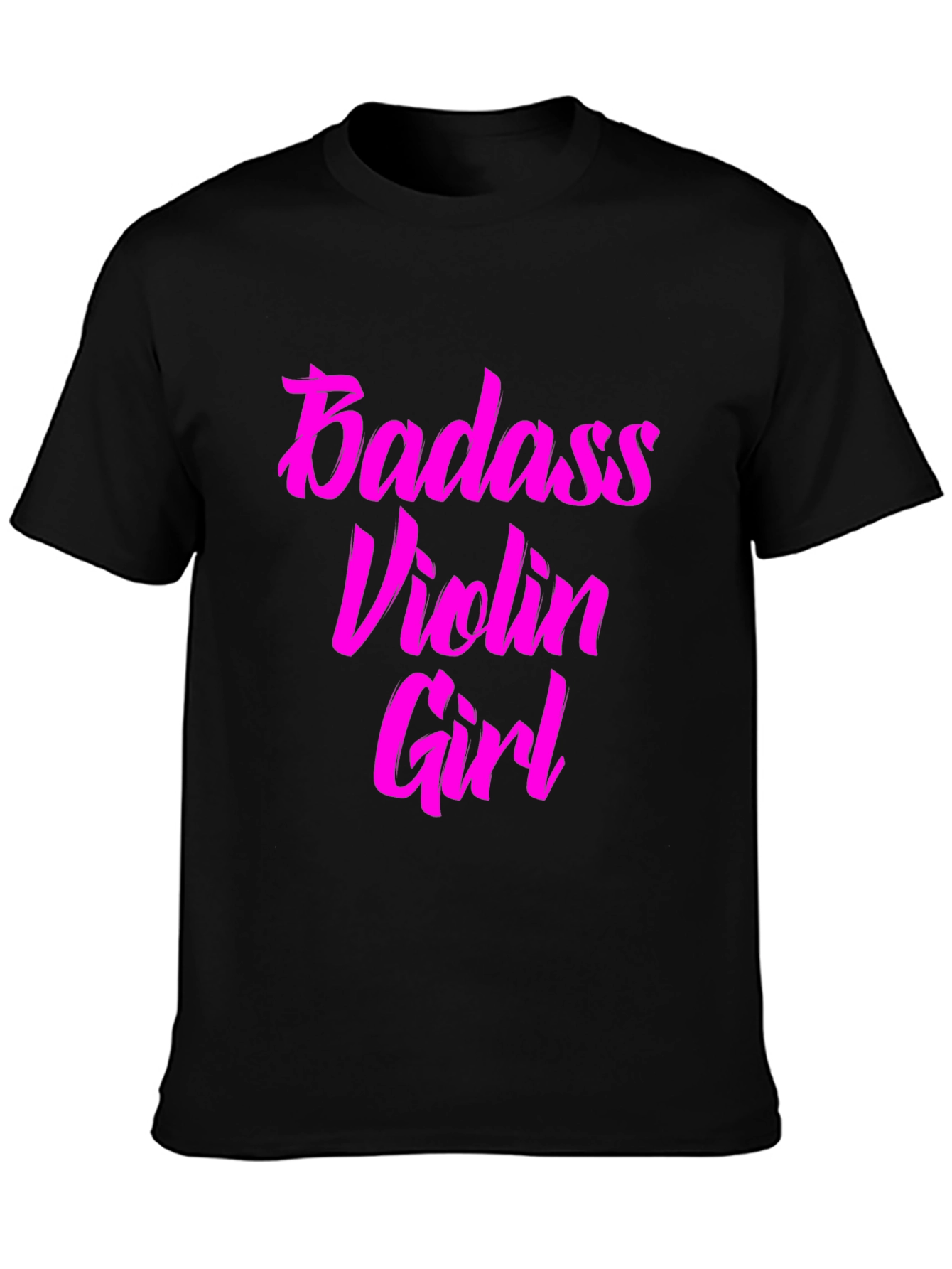 Badass Violin Girl Graphic Tee - Black Cotton T-Shirt