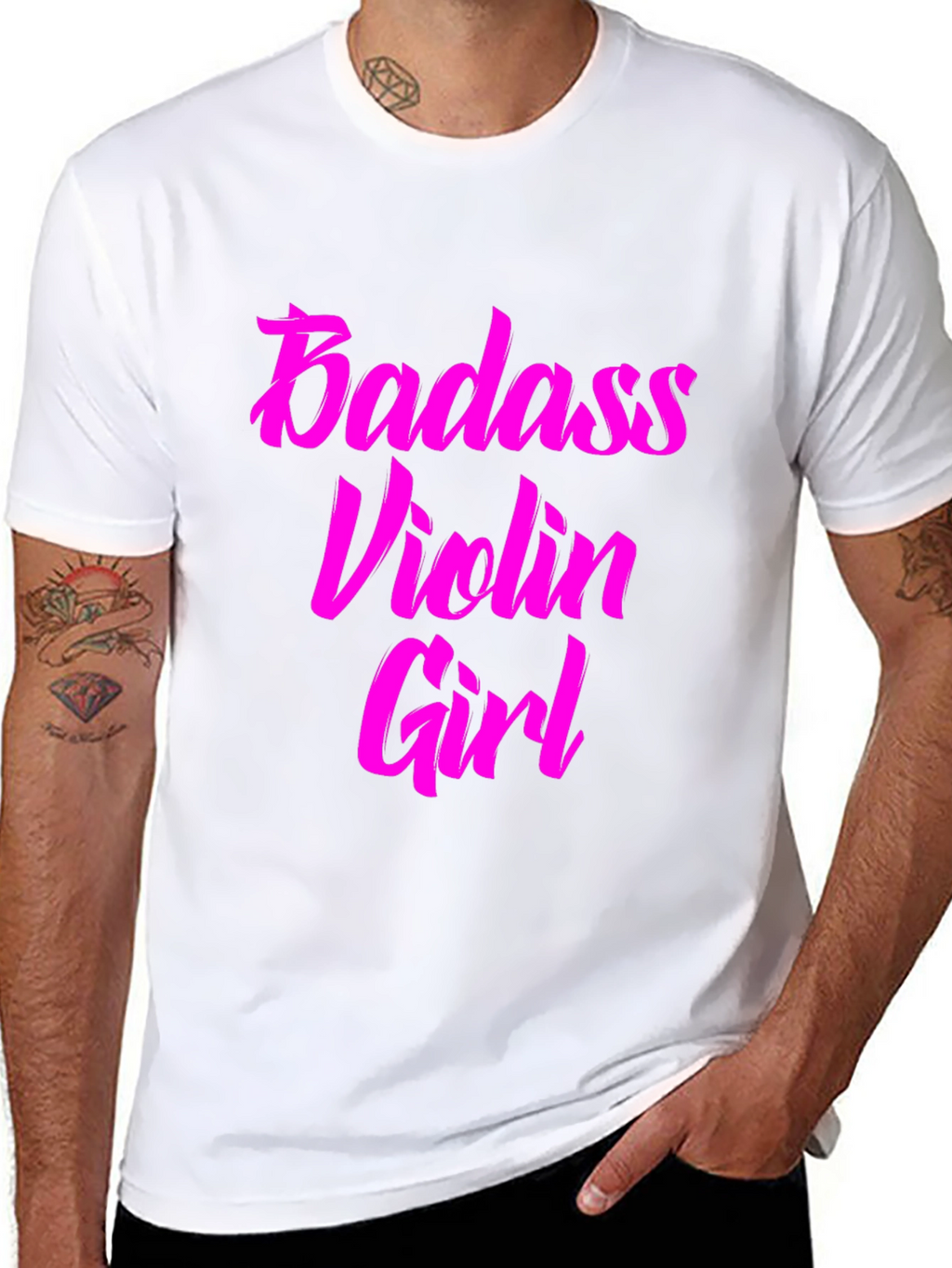 Badass Violin Girl Graphic Tee - Black Cotton T-Shirt