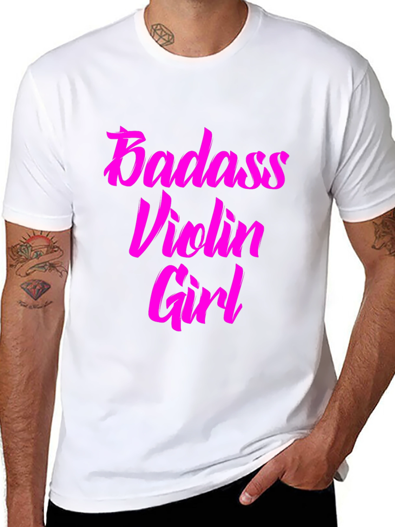 Badass Violin Girl Graphic Tee - Black Cotton T-Shirt