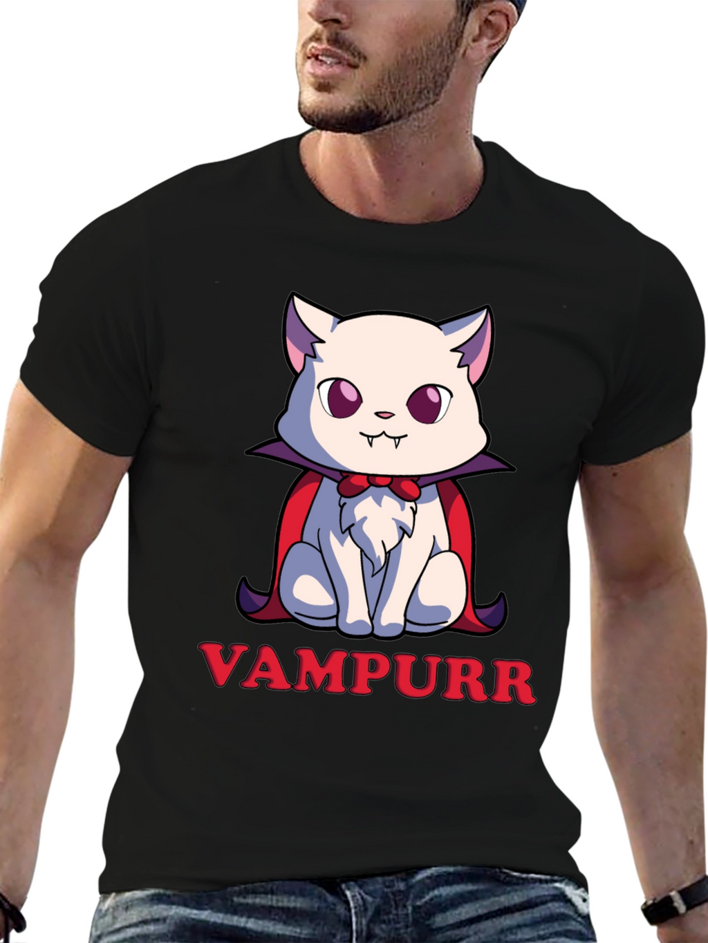 Vampurr Cat T-Shirt - Spooky Cute Halloween Tee