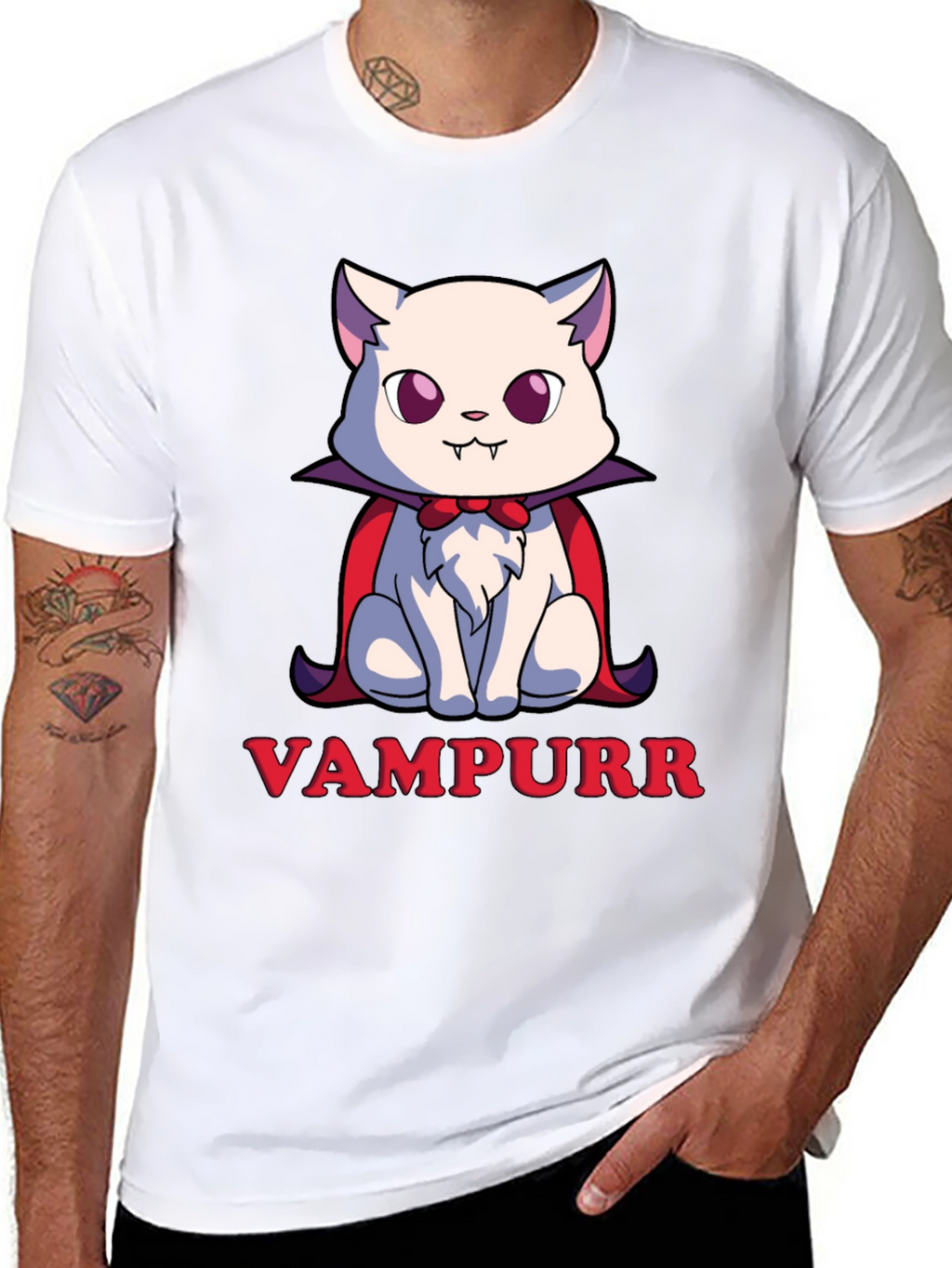 Vampurr Cat T-Shirt - Spooky Cute Halloween Tee