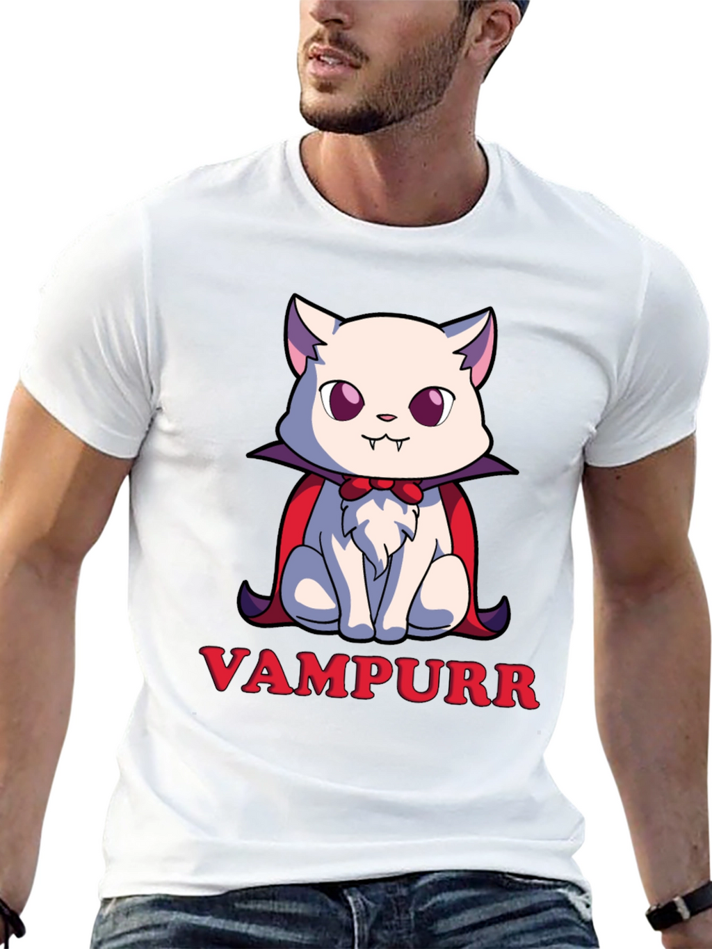 Vampurr Cat T-Shirt - Spooky Cute Halloween Tee