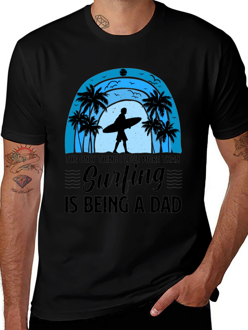 Surfing Dad Graphic Tee - Beach Life Shirt