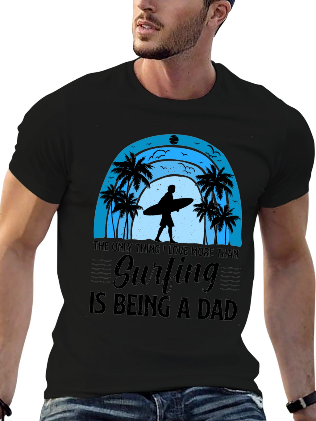 Surfing Dad Graphic Tee - Beach Life Shirt