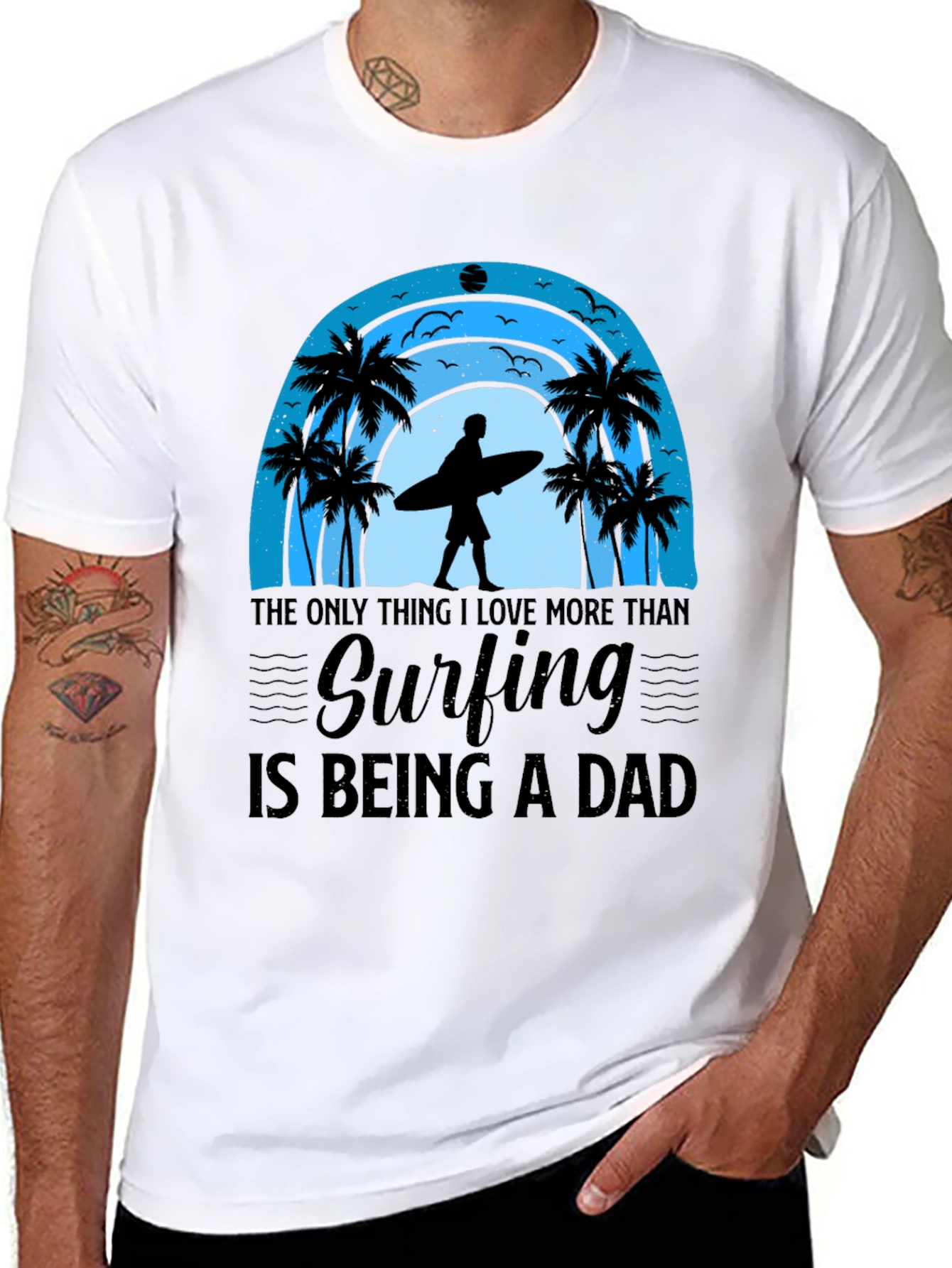Surfing Dad Graphic Tee - Beach Life Shirt