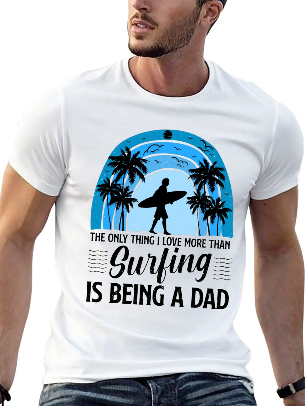Surfing Dad Graphic Tee - Beach Life Shirt
