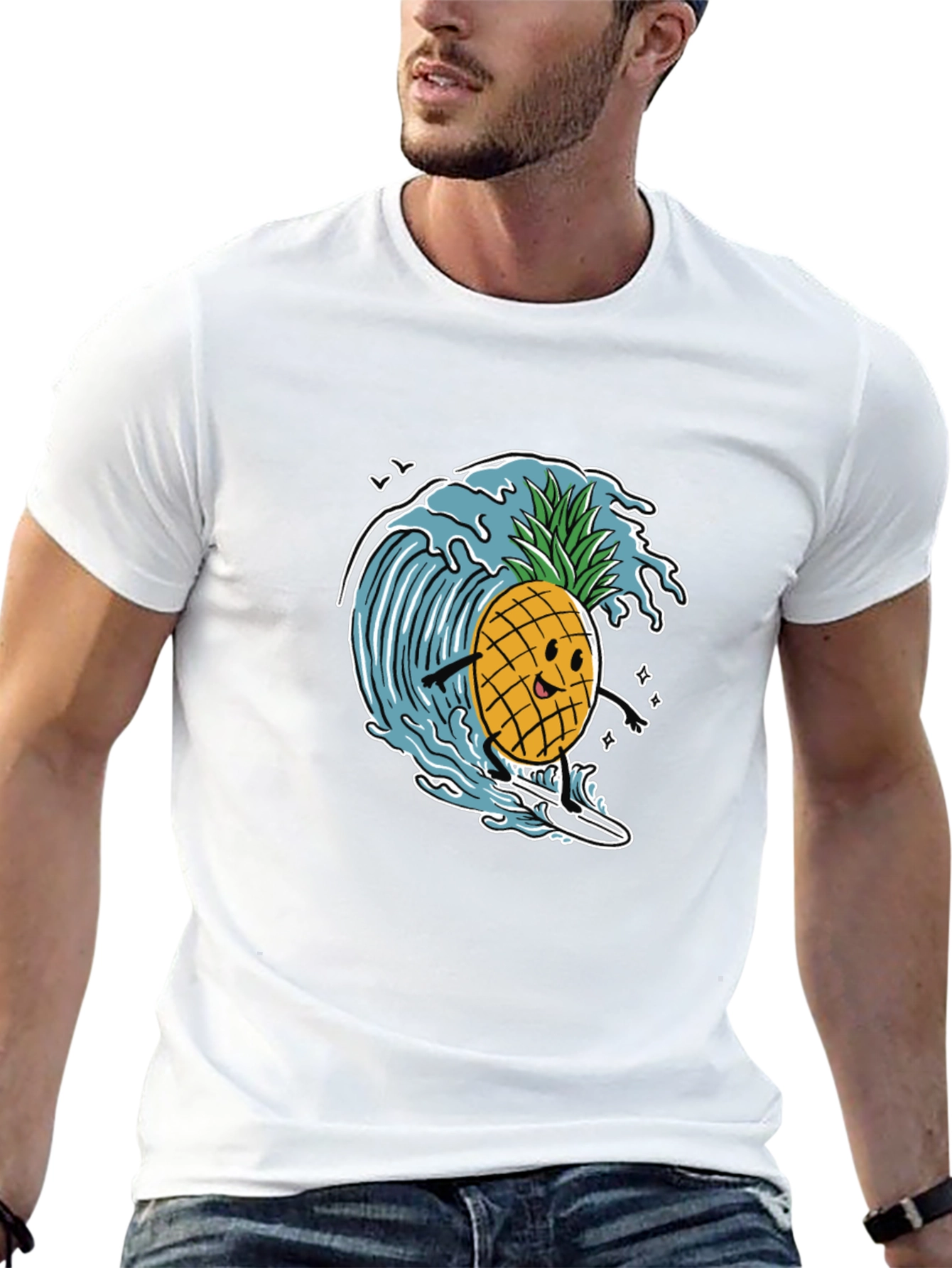 Surfing Pineapple Graphic T-Shirt