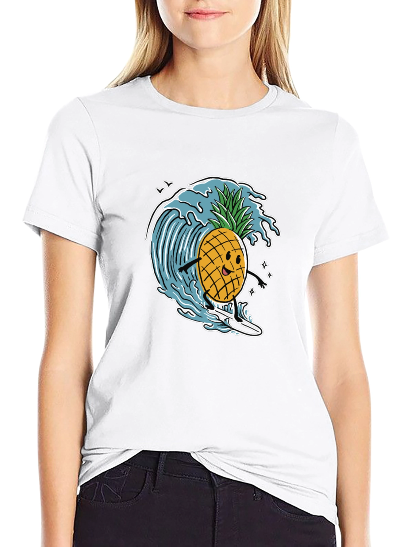 Surfing Pineapple Graphic T-Shirt