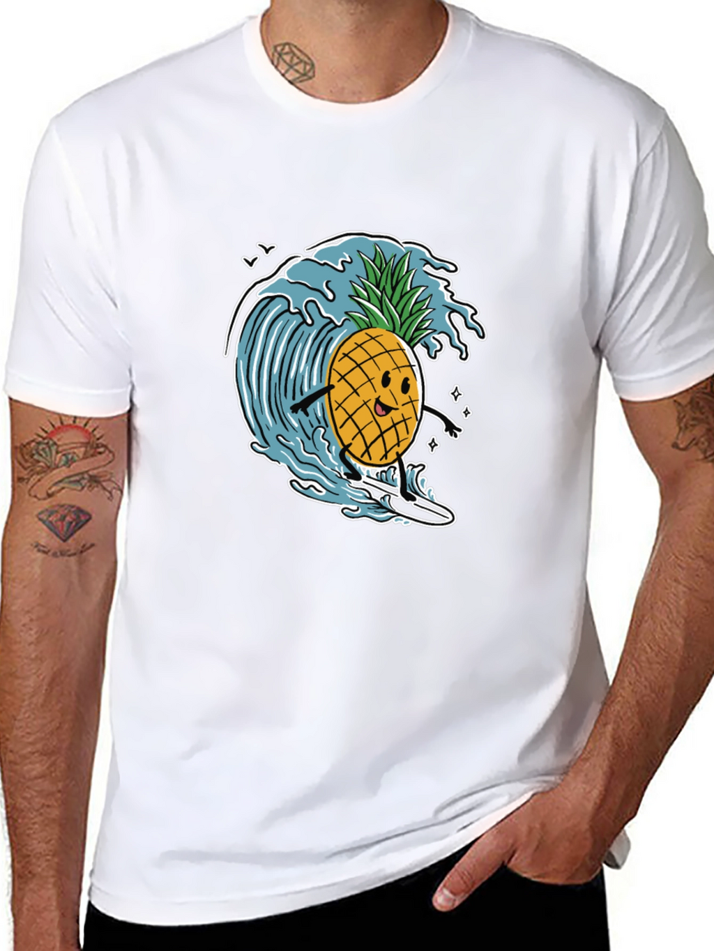 Surfing Pineapple Graphic T-Shirt