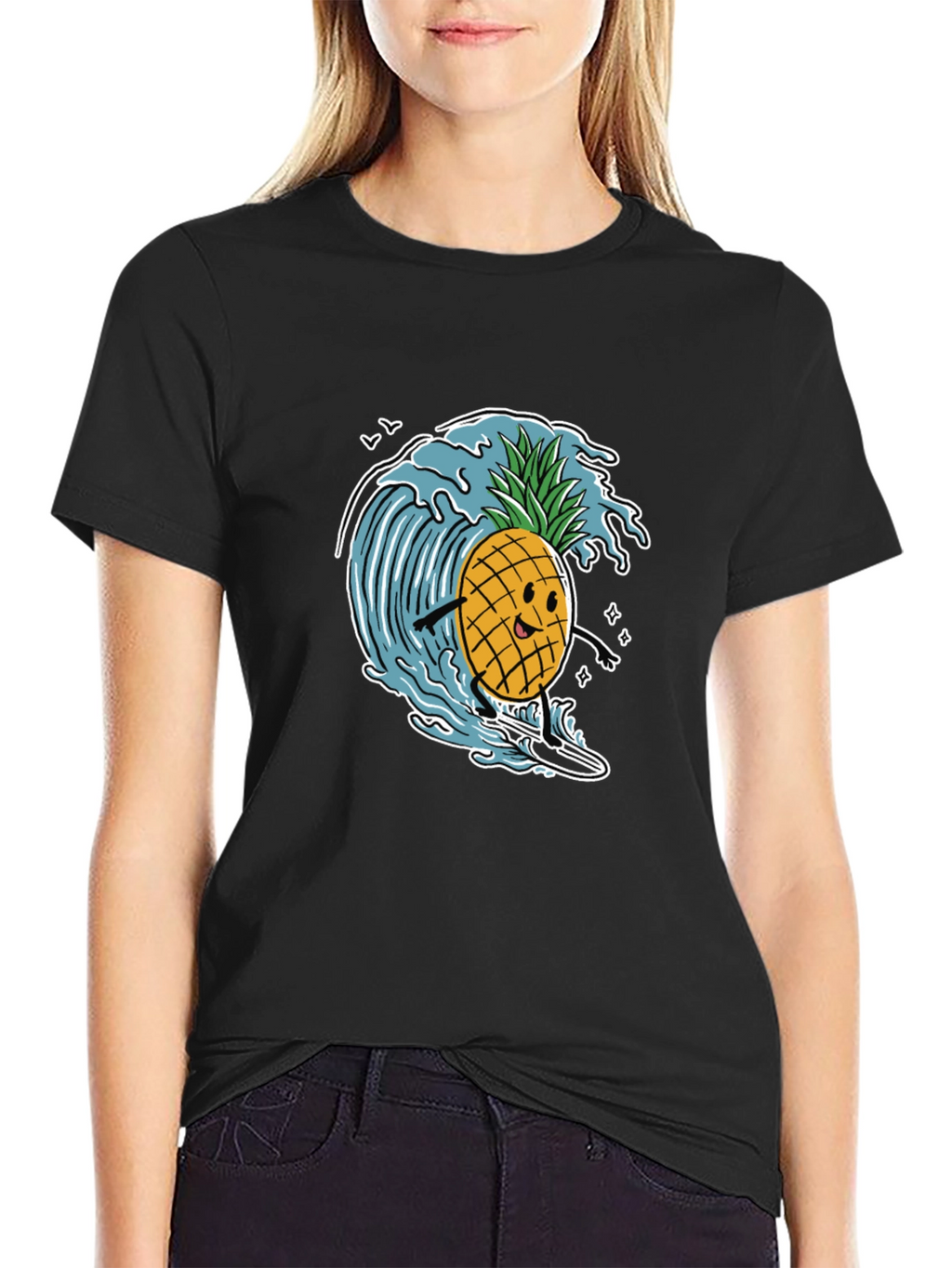 Surfing Pineapple Graphic T-Shirt