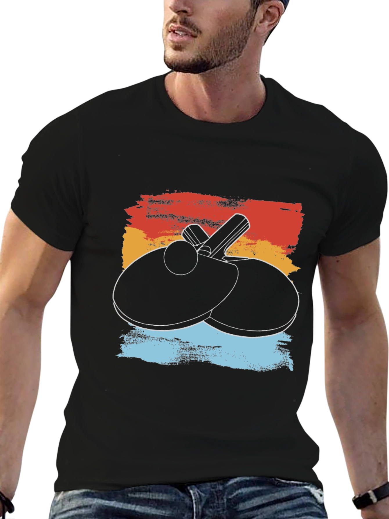 Retro Table Tennis T-Shirt - Paddle & Ball Graphic Tee