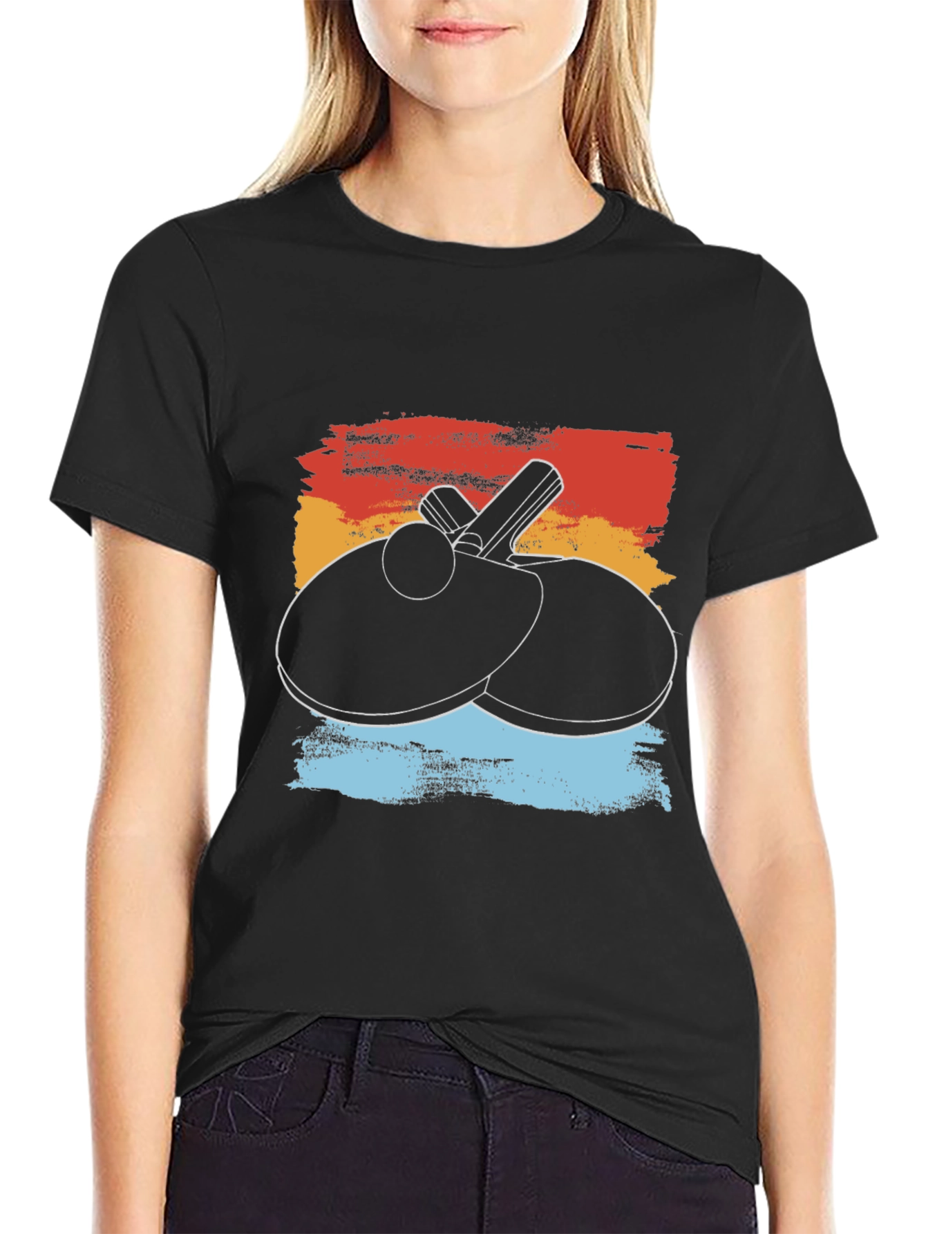 Retro Table Tennis T-Shirt - Paddle & Ball Graphic Tee