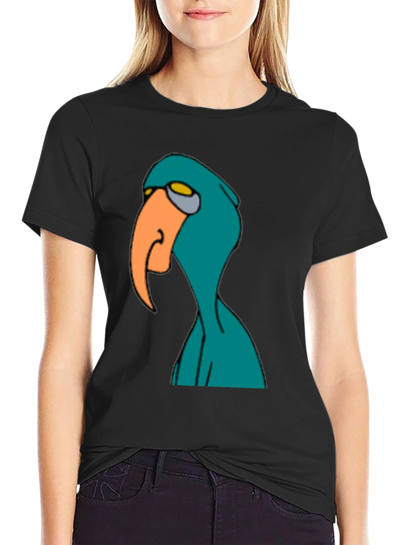 Cartoon Bird Graphic Tee - Mens Black T-Shirt