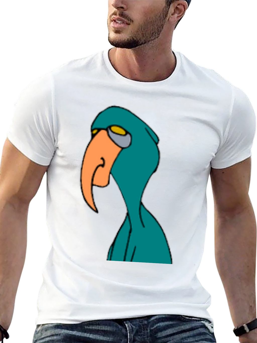 Cartoon Bird Graphic Tee - Mens Black T-Shirt