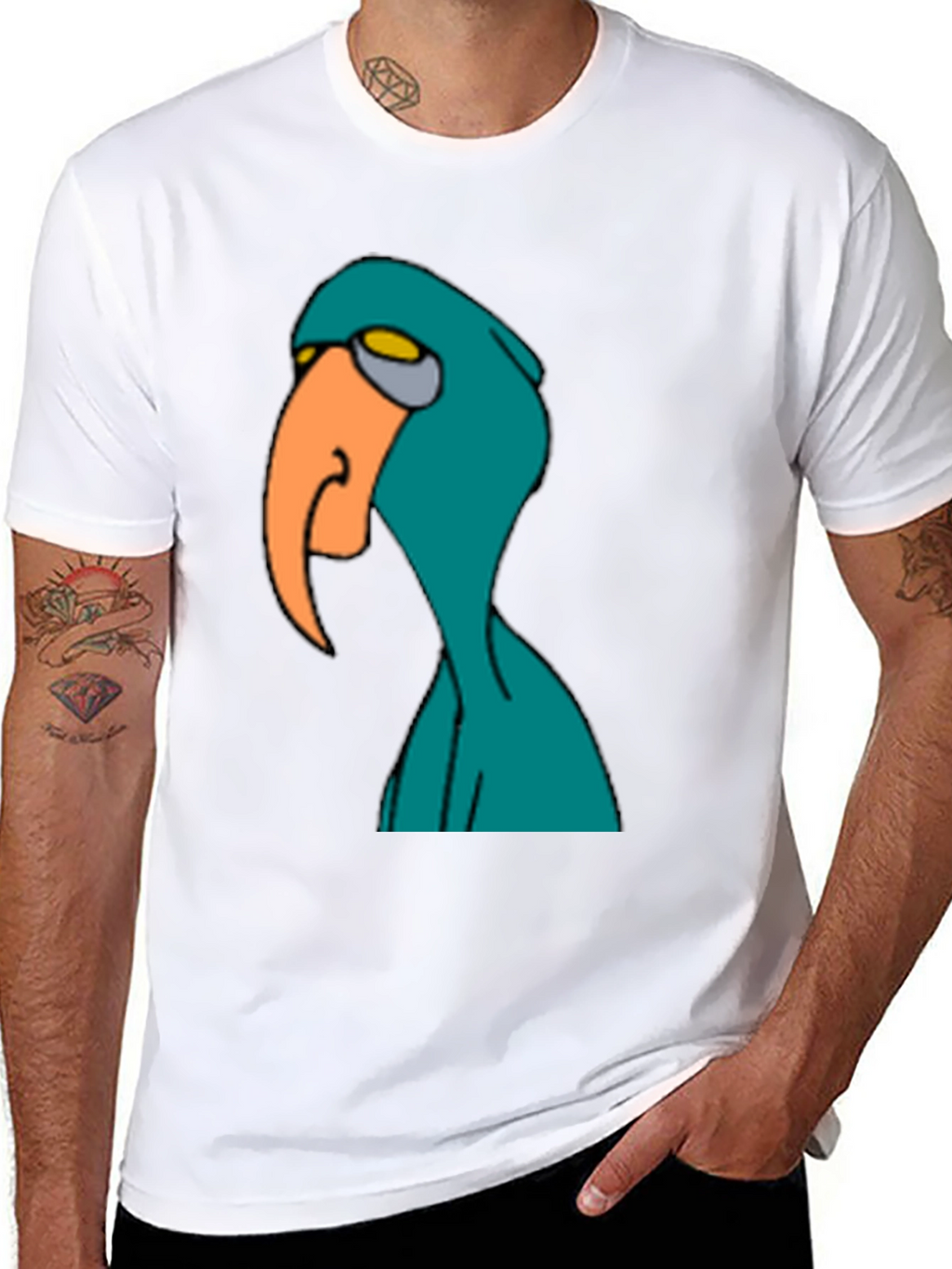 Cartoon Bird Graphic Tee - Mens Black T-Shirt