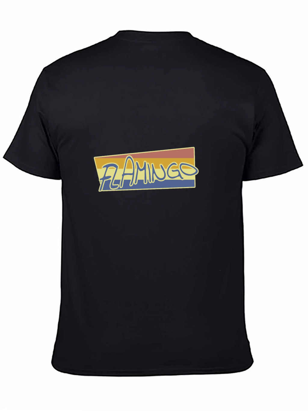 Retro Flamingo Graphic Tee - Soft Black Cotton Shirt