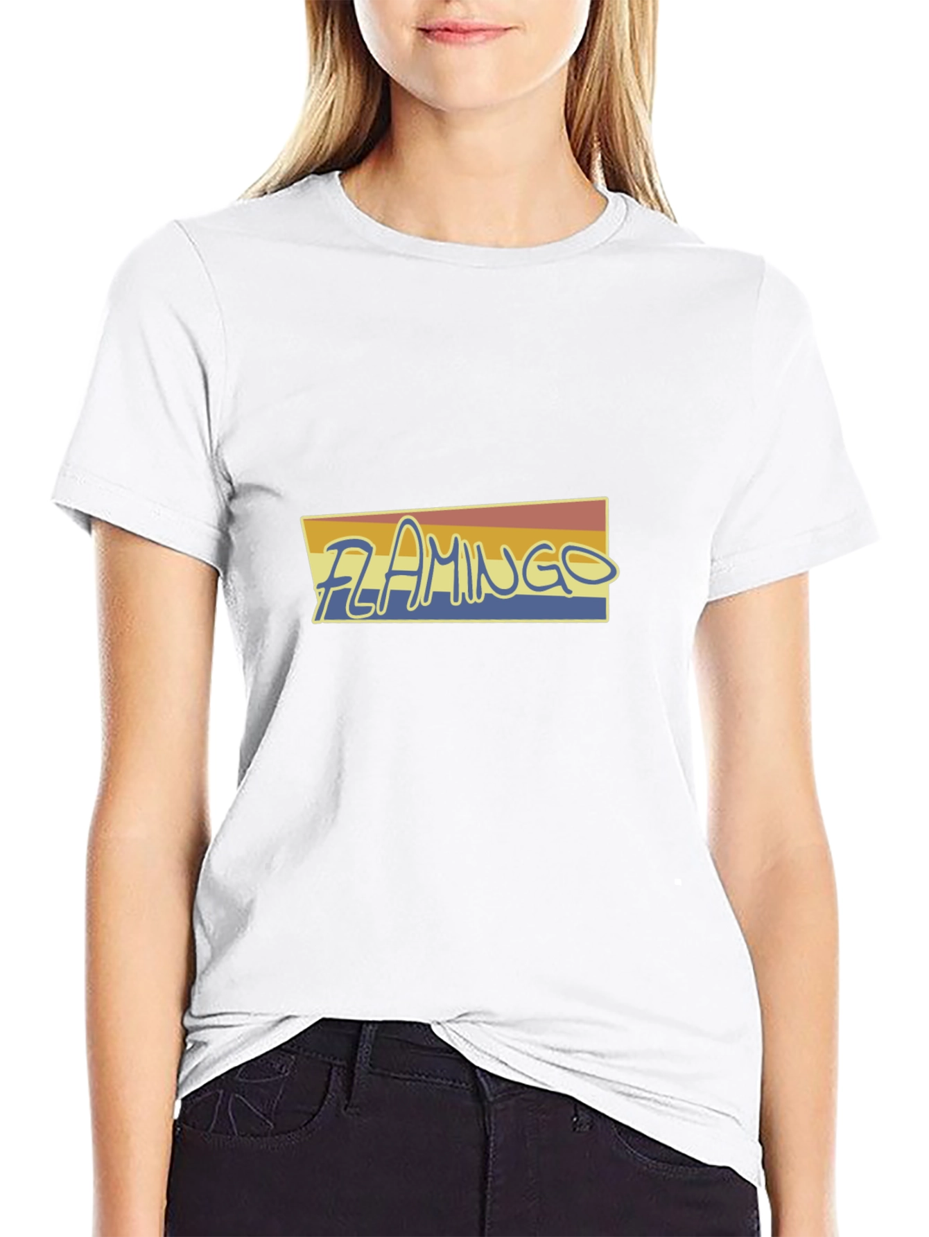 Retro Flamingo Graphic Tee - Soft Black Cotton Shirt