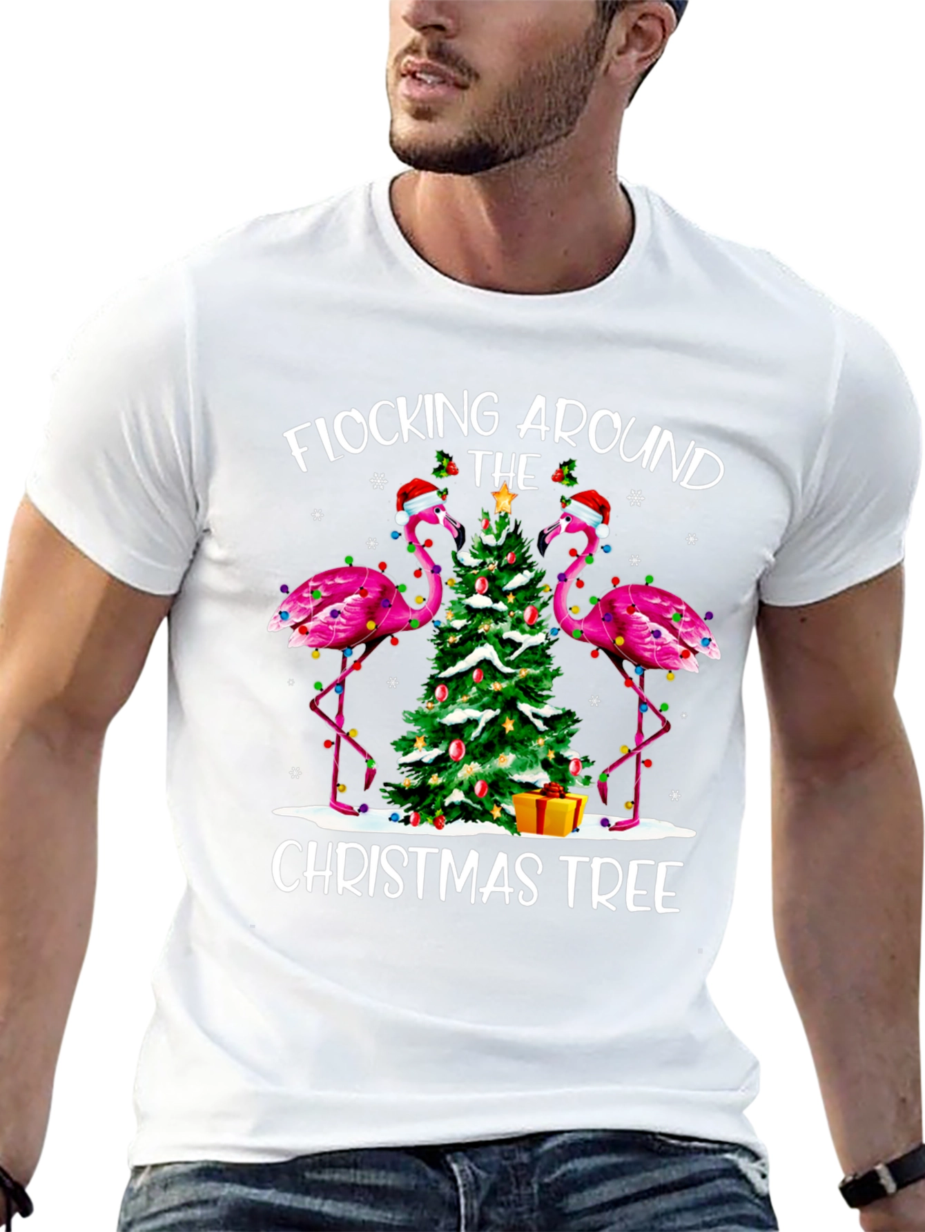Flocking Around Christmas Tree Graphic Tee