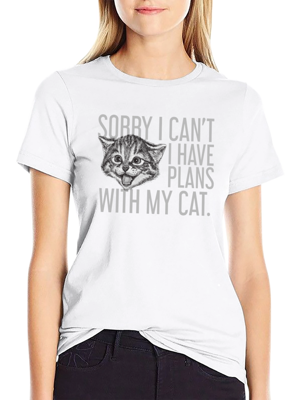 Funny Cat Plans Graphic Tee - Black Cotton T-Shirt