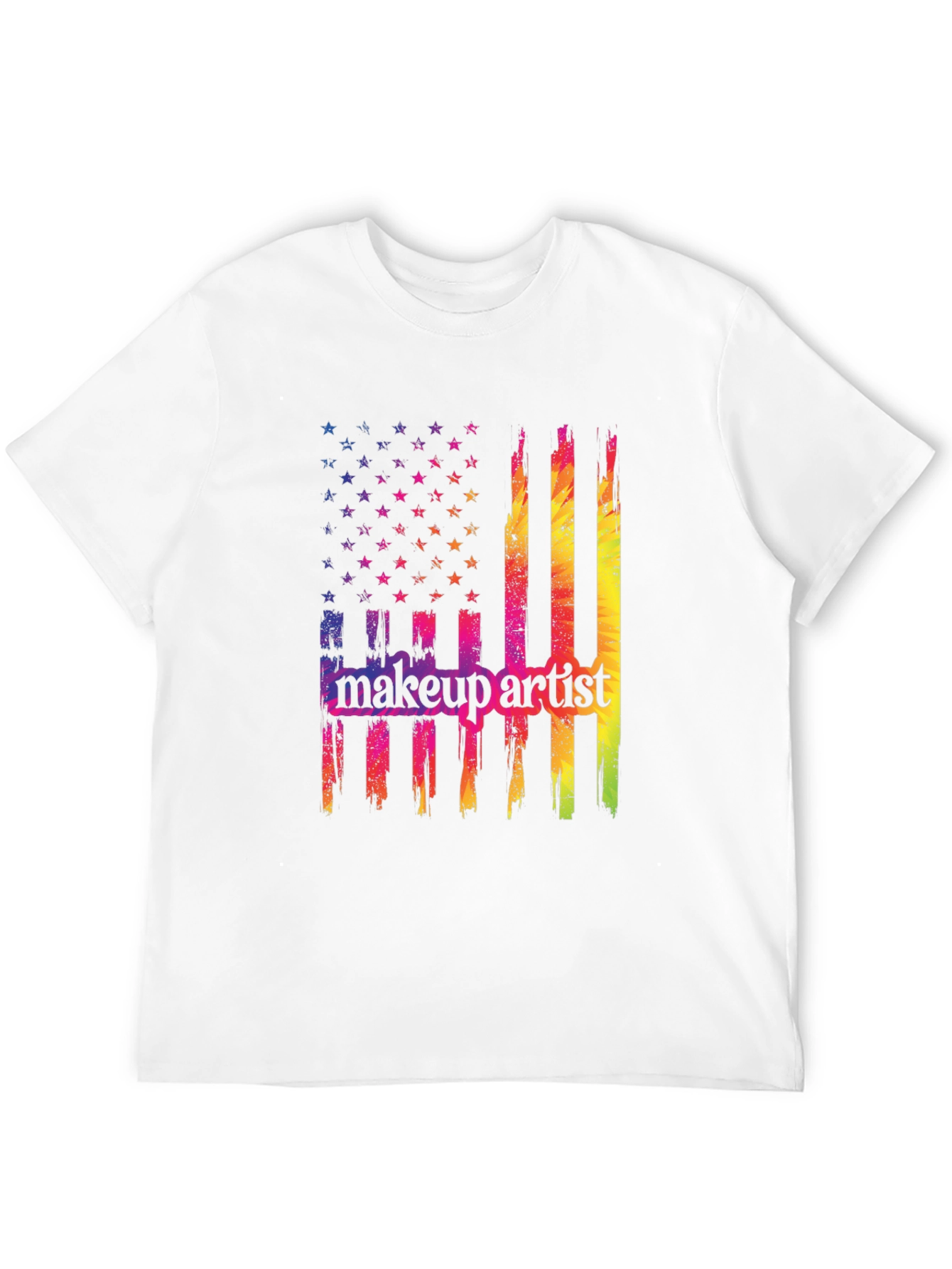Makeup Artist American Flag Graphic T-Shirt