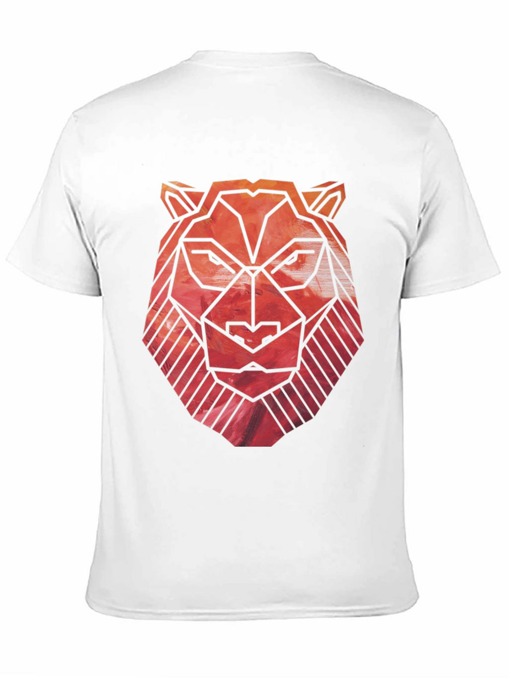 Geometric Lion Graphic Tee - Black Cotton Blend