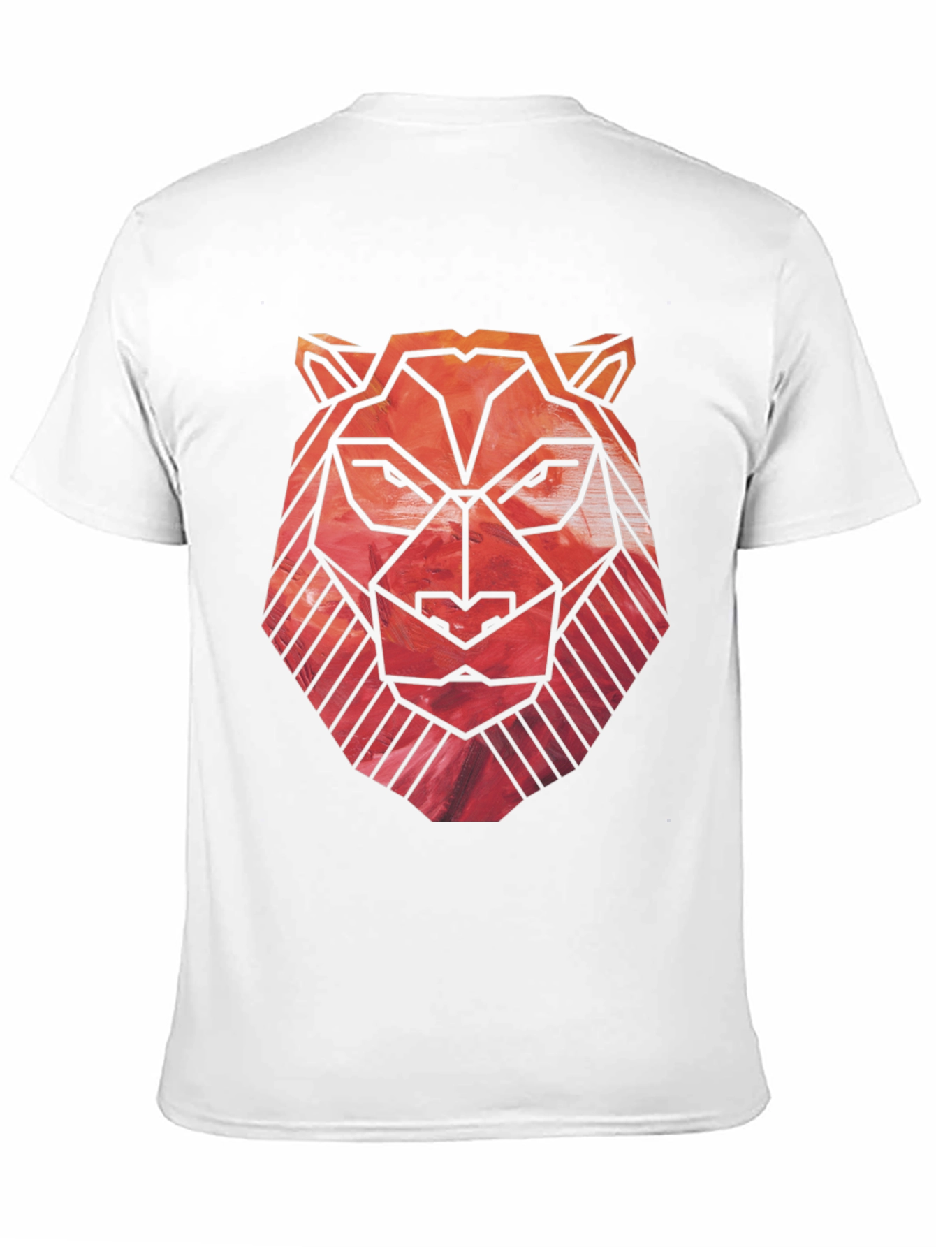 Geometric Lion Graphic Tee - Black Cotton Blend