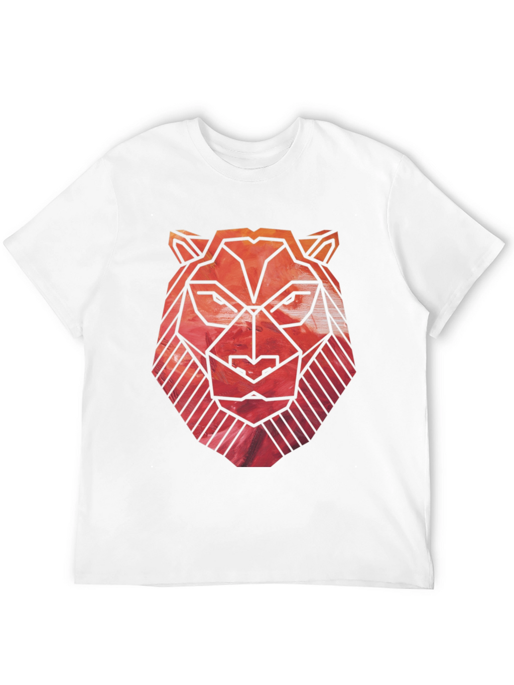 Geometric Lion Graphic Tee - Black Cotton Blend