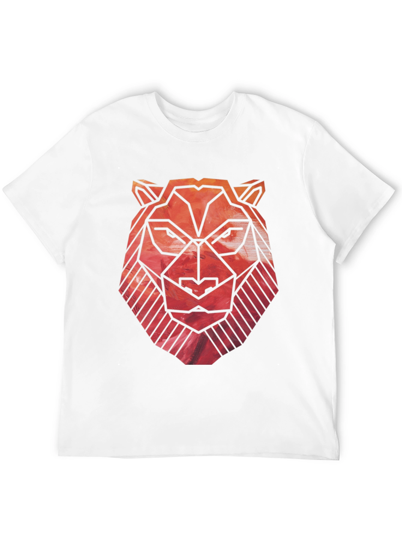 Geometric Lion Graphic Tee - Black Cotton Blend