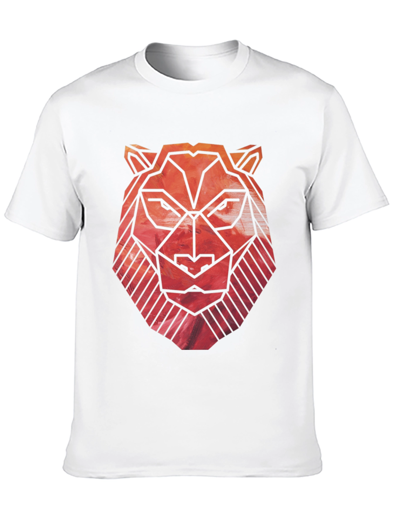 Geometric Lion Graphic Tee - Black Cotton Blend