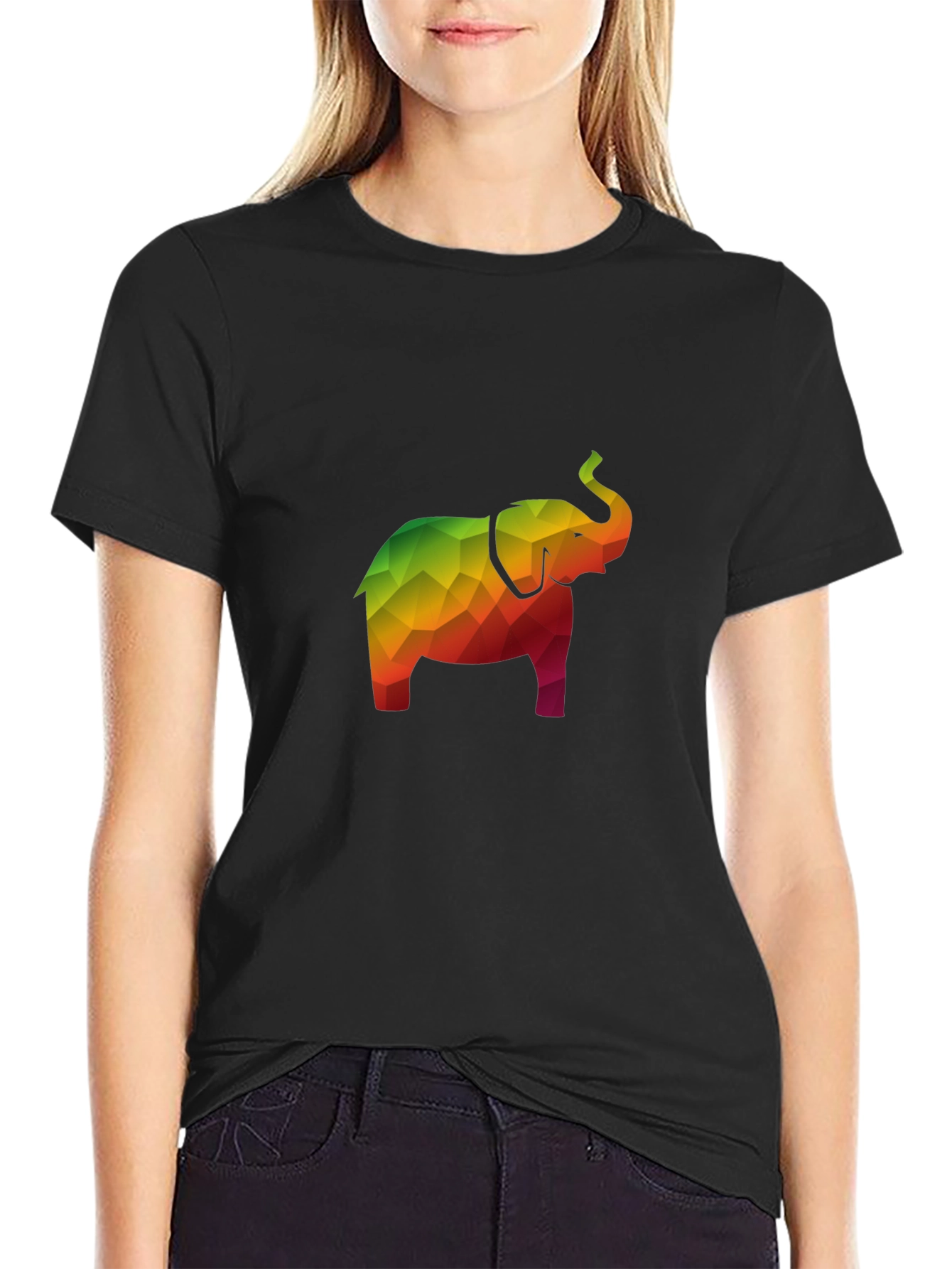 Geometric Elephant Tee - Stylish Mens Black T-Shirt