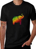 Geometric Elephant Tee - Stylish Mens Black T-Shirt
