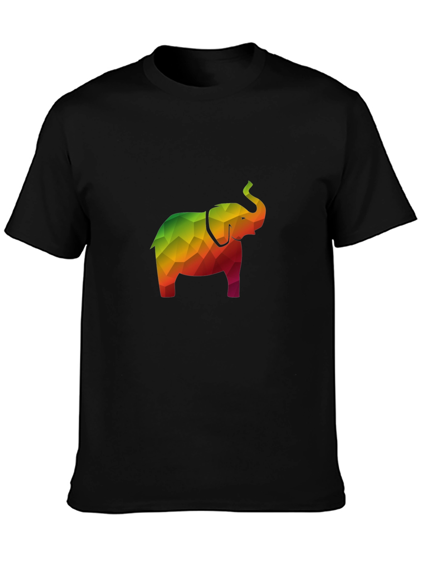 Geometric Elephant Tee - Stylish Mens Black T-Shirt