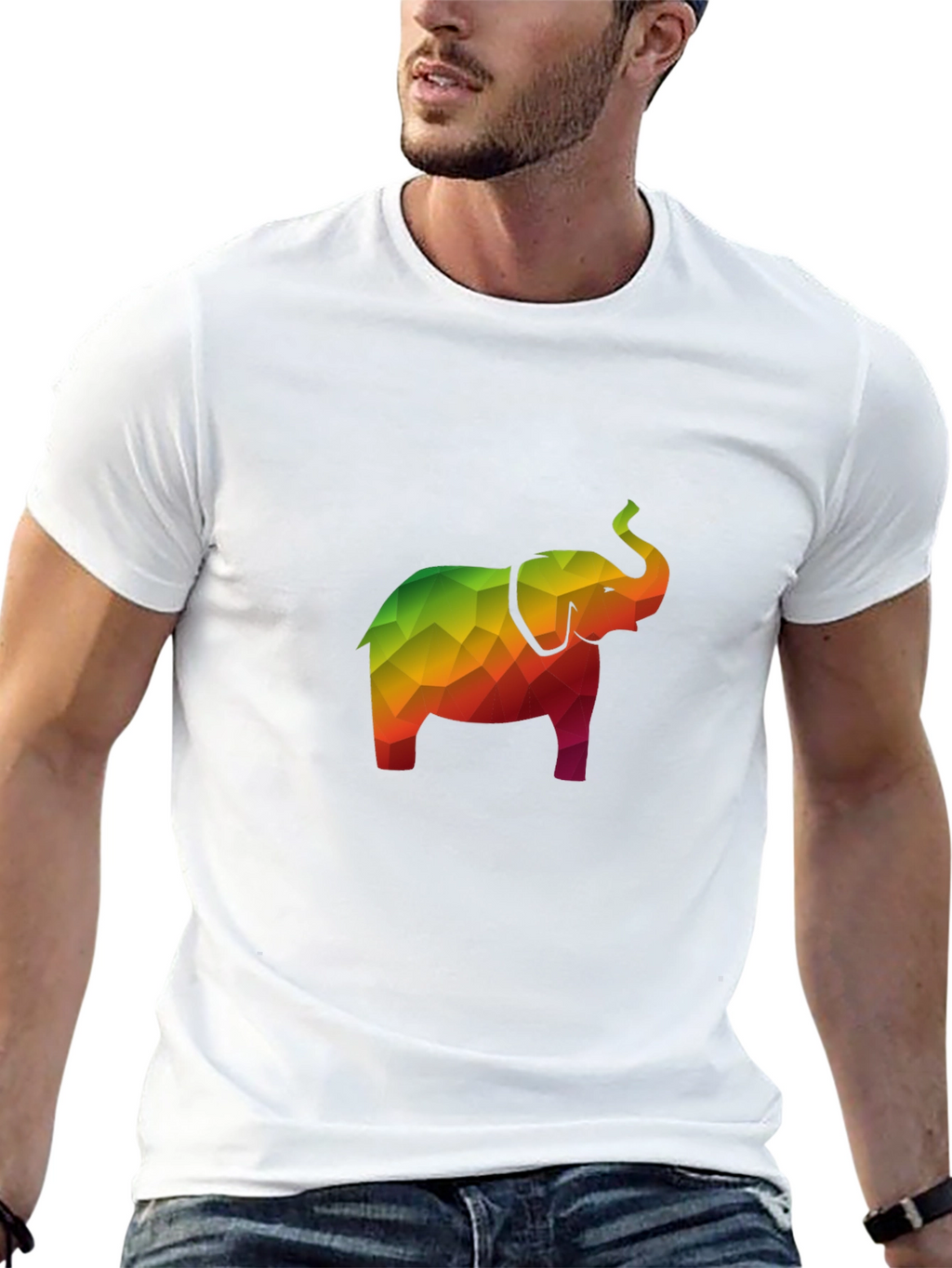 Geometric Elephant Tee - Stylish Mens Black T-Shirt