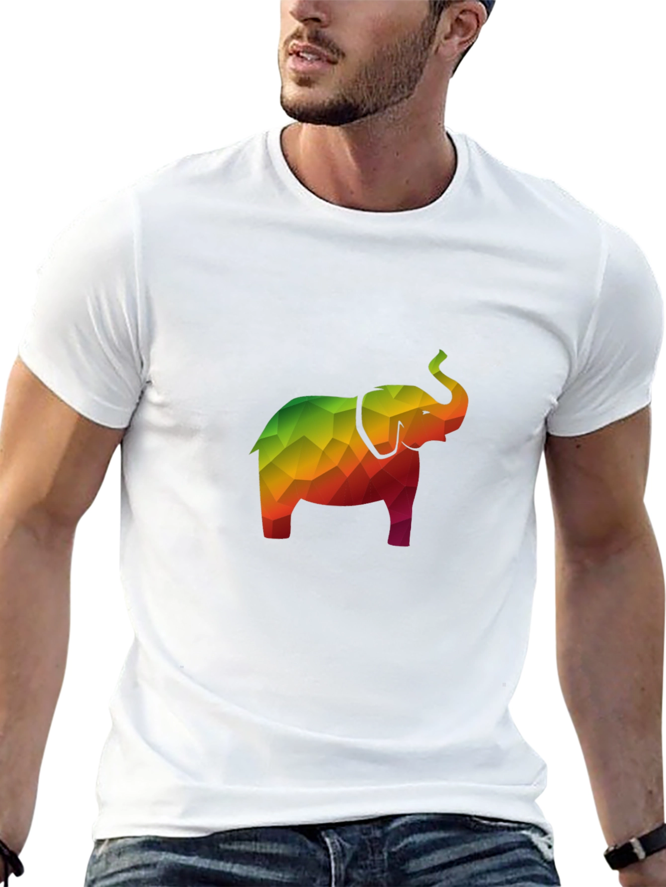 Geometric Elephant Tee - Stylish Mens Black T-Shirt
