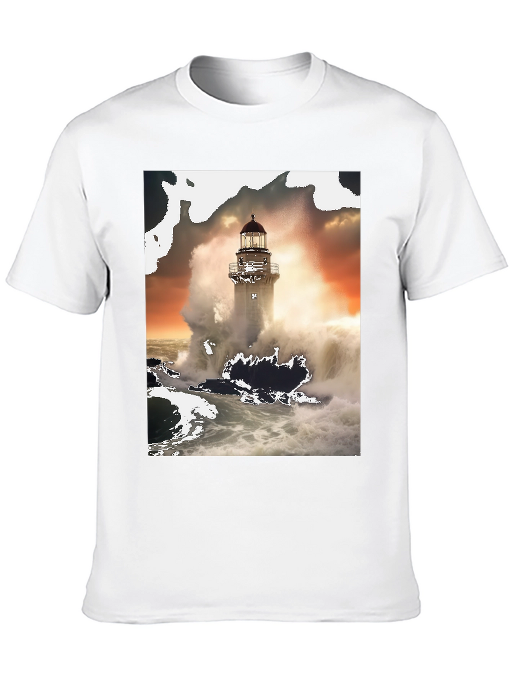 Lighthouse Wave T-Shirt - Black Graphic Tee