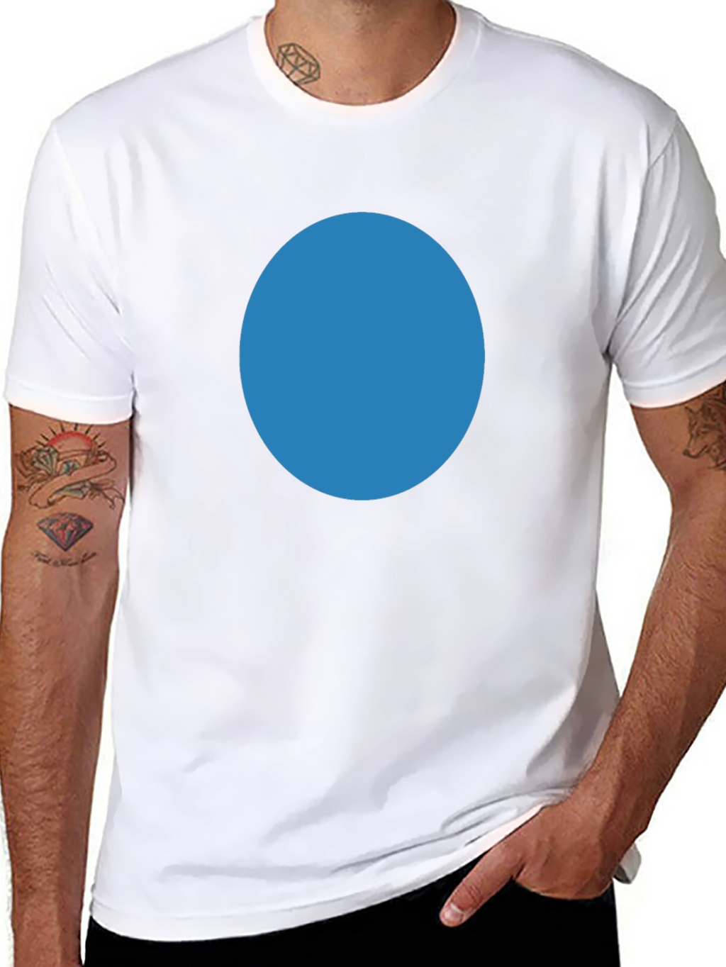Simple Black T-Shirt with Blue Circle Design