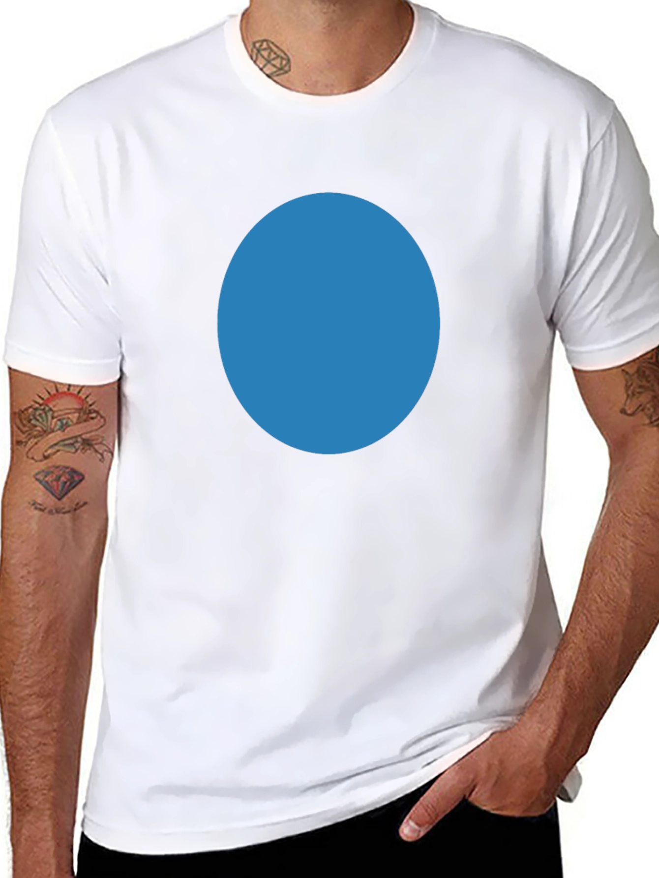 Simple Black T-Shirt with Blue Circle Design