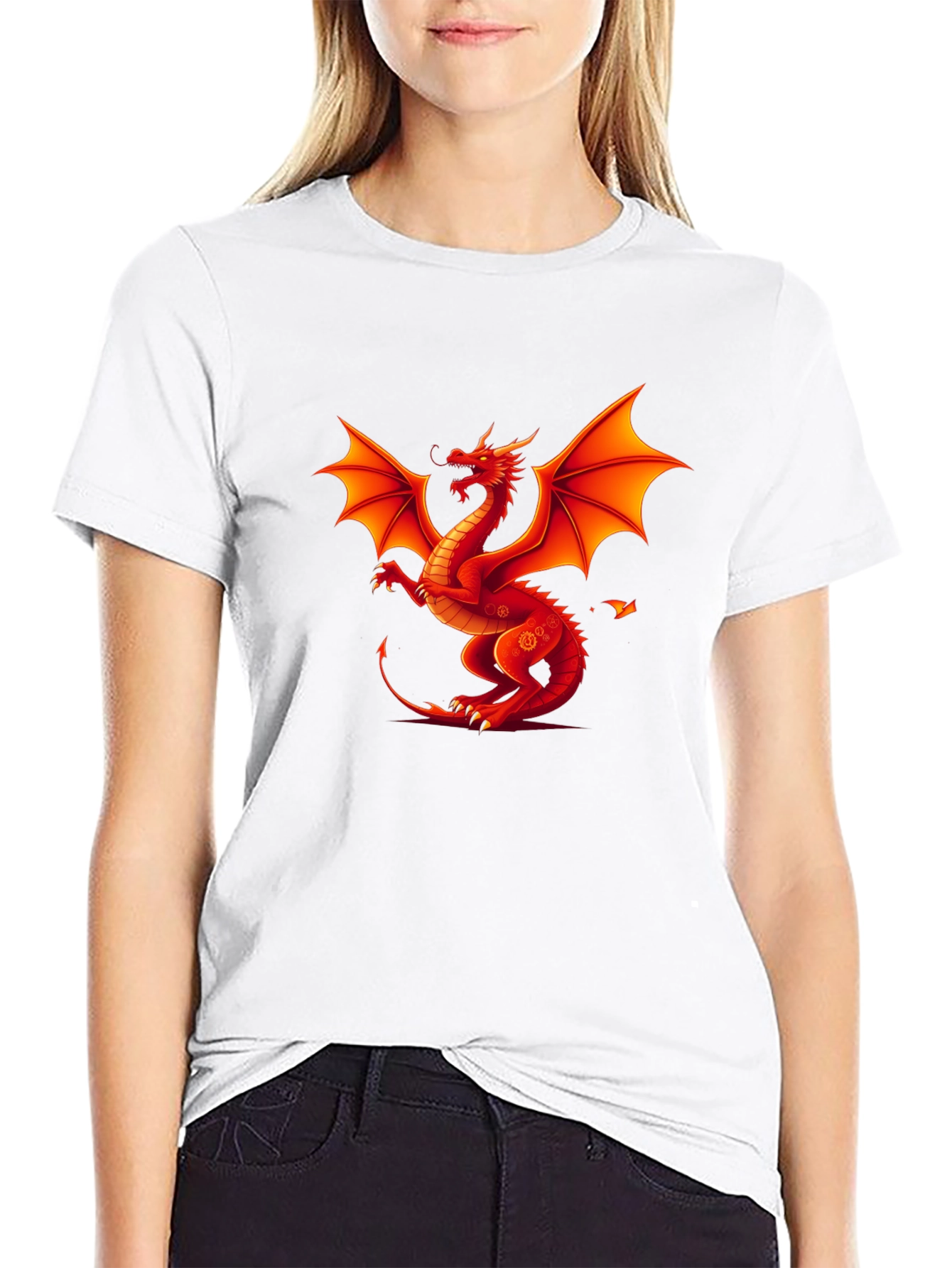 Fiery Dragon Graphic Tee - Black Cotton Shirt