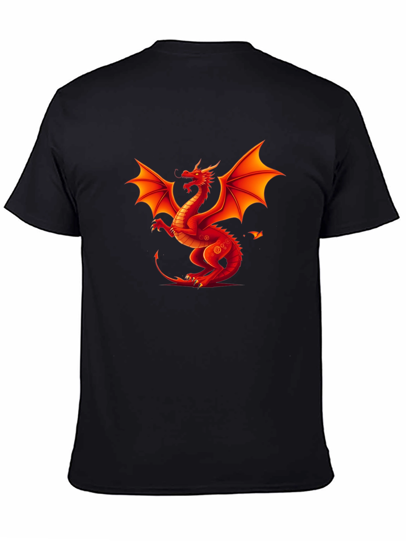Fiery Dragon Graphic Tee - Black Cotton Shirt