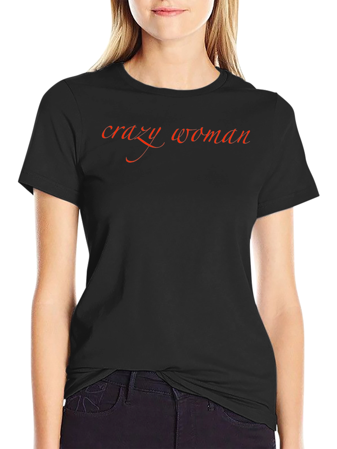 Crazy Woman Black Graphic T-Shirt