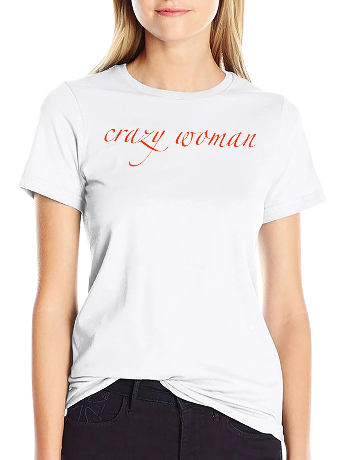 Crazy Woman Black Graphic T-Shirt