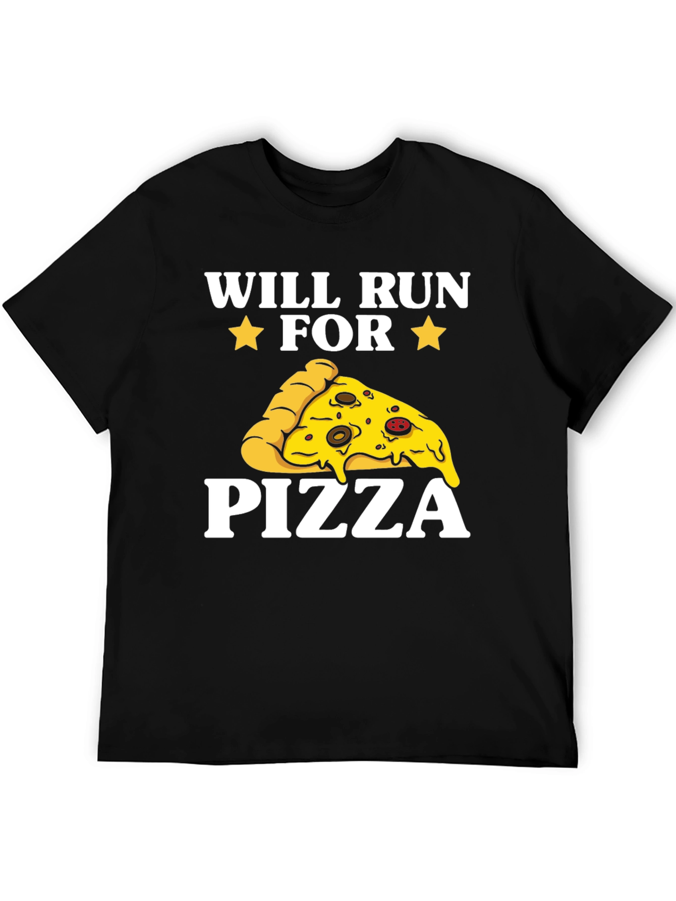 Will Run for Pizza Graphic Tee - Unisex Black T-Shirt