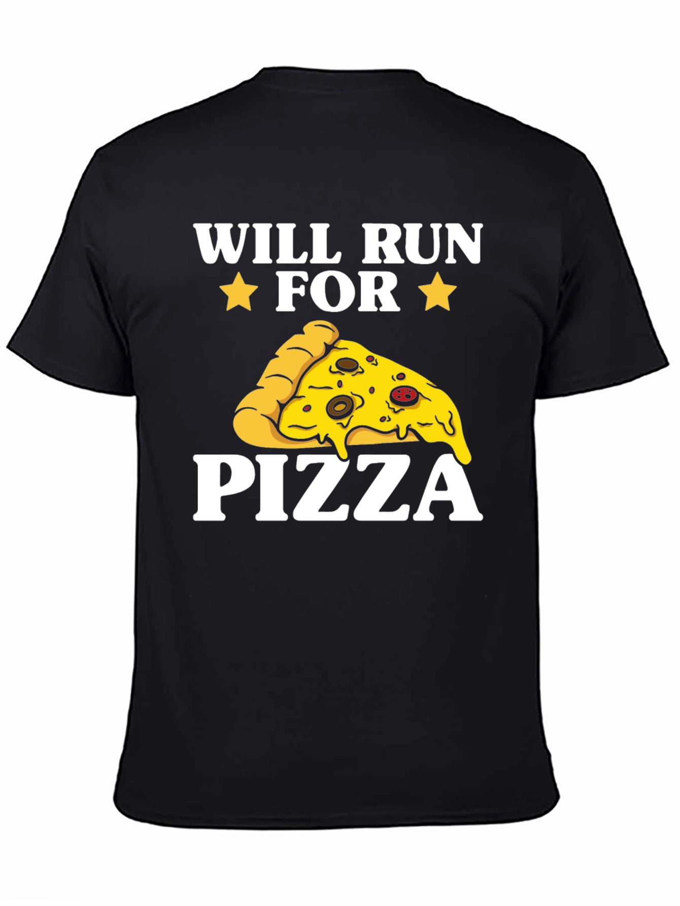 Will Run for Pizza Graphic Tee - Unisex Black T-Shirt