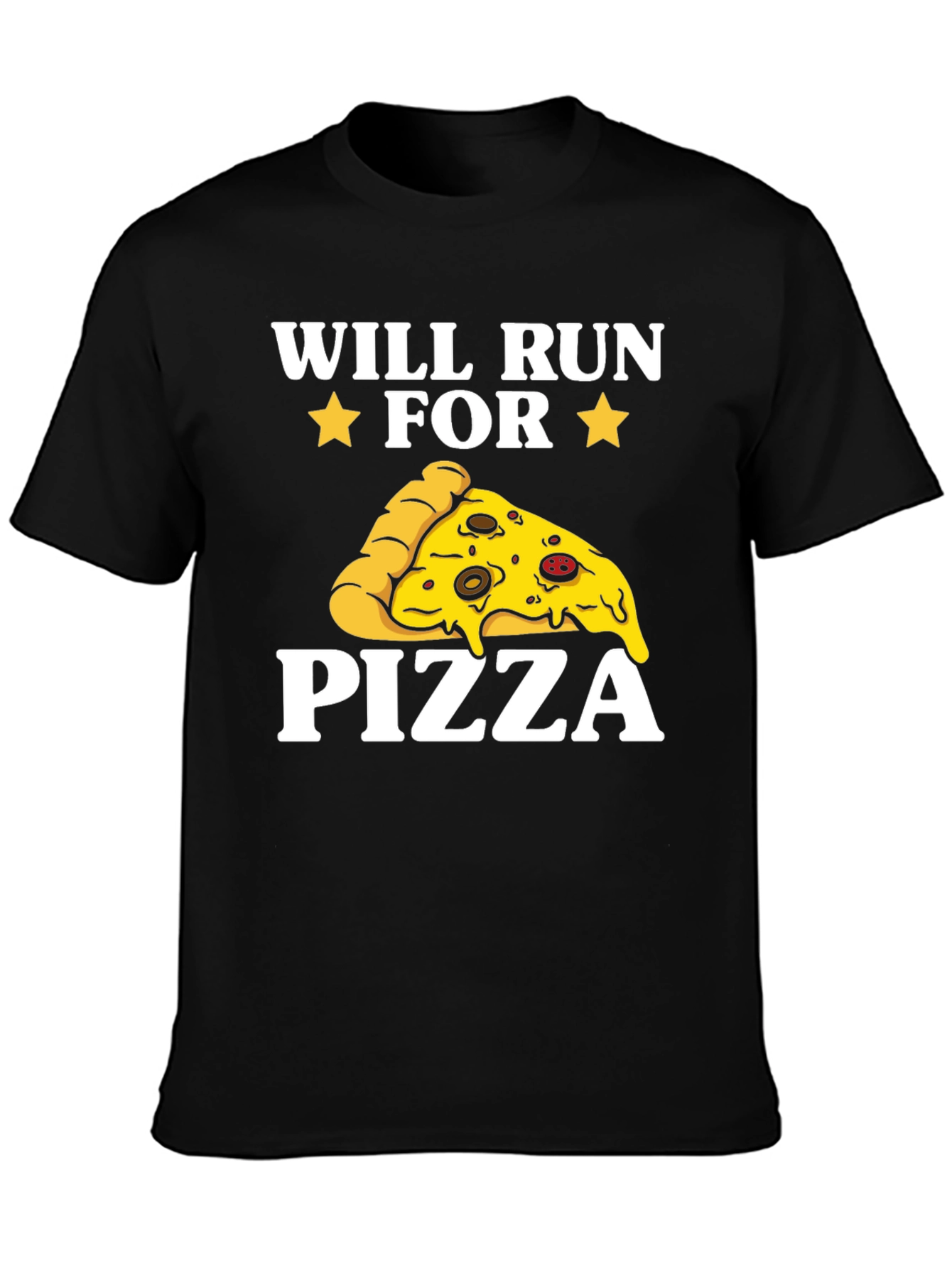 Will Run for Pizza Graphic Tee - Unisex Black T-Shirt