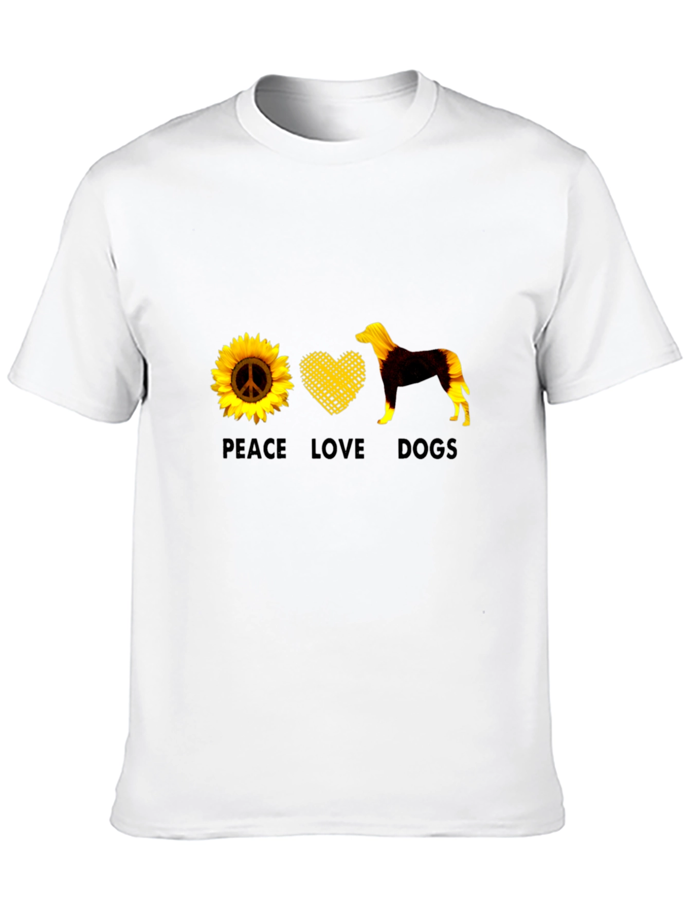 Peace Love Dogs Graphic Tee - Sunflower Design